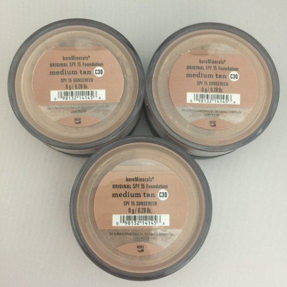 #NWT bareMinerals SPF15 Original Foundation Medium Tan C30 8g/0.28oz - Lot of 3 - Picture 1 of 2
